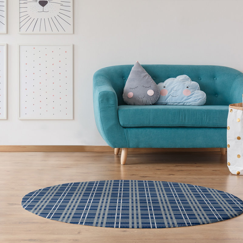 Plaid Indoor Rug, Round 5'