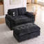 Fauteuil de loisir, fauteuil inclinable double, dossier réglable manuellement, accoudoirs rembourrés, port de charge USB latéral et support pour téléphone, livré avec un repose-pieds de rangement assorti-831470749