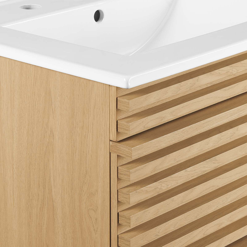 Modway Render 24" Wall-Mount Bathroom Vanity, Oak