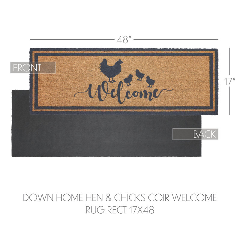 Tapis de bienvenue Down Home Hen & Chicks Coir, L 17 po x L 48 po