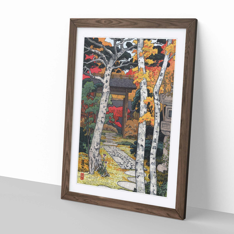 Through the Woodland by Toshi Yoshida - Picture Frame Painting Print, 36cm H x 27cm W x 2cm D, Walnut Framed