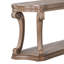 Table de canapé en bois avec tablette inférieure ouverte en chêne vieilli