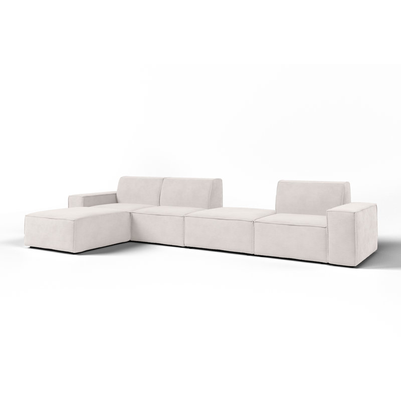 Burkittsville 5 Seater Corner Sofa , Dirty White, Left Hand Facing