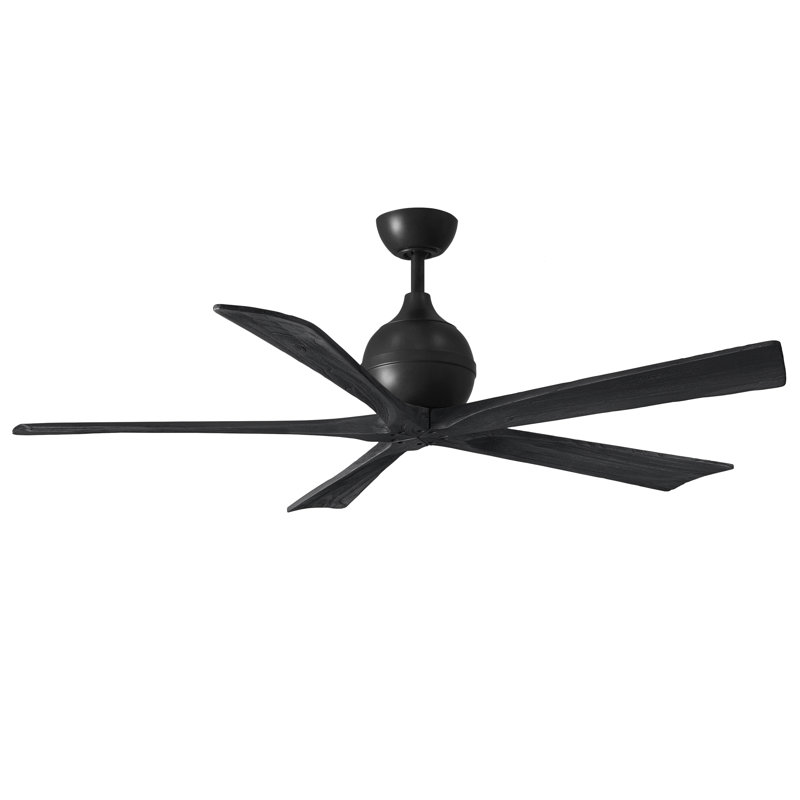Ventilateur de plafond standard à 5 pales avec télécommande, Noir mat, Noir mat, 60"