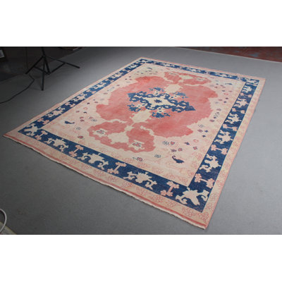 Grand tapis turc rétro rose pour rehausser le décor du salon et du salon avec un design anatolien antique