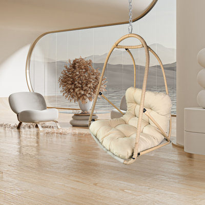 Fauteuil à œufs pivotant sans support pour l'intérieur et l'extérieur avec support de type C, avec coussin et oreiller