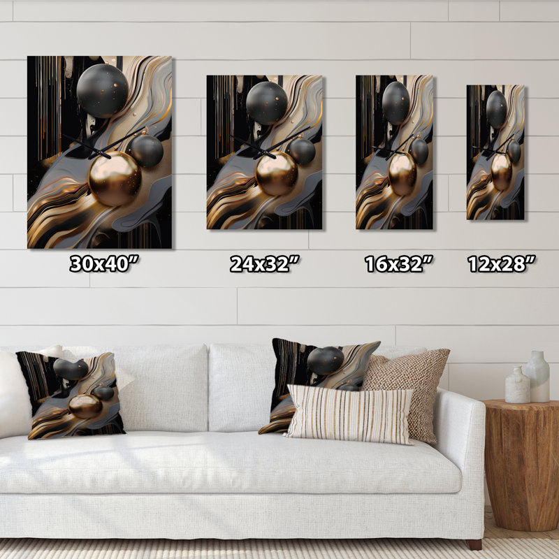 Jarald - Horloges murales abstraites en marbre, H 32 po x l 24 po x P 1 po