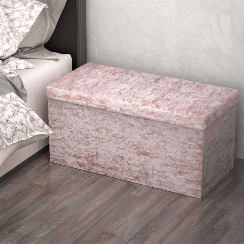 Quast 78cm Wide Velvet Rectangle Solid Colour Ottoman with Storage, Velvet rose