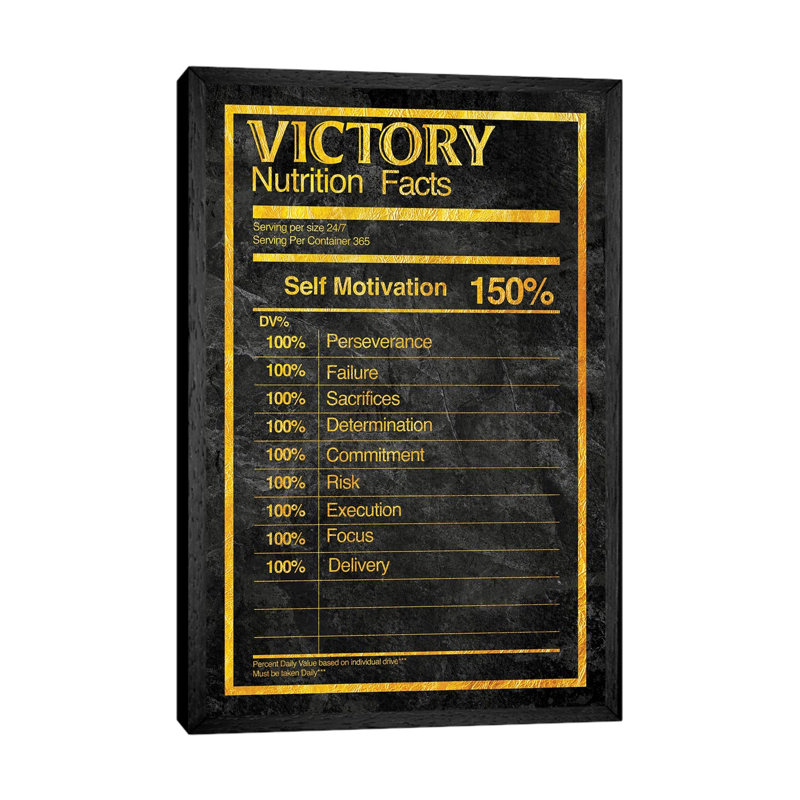 Nutrition Faces Victory - Print on Canvas, 101.6 cm H x 66.04 cm W, Black Framed