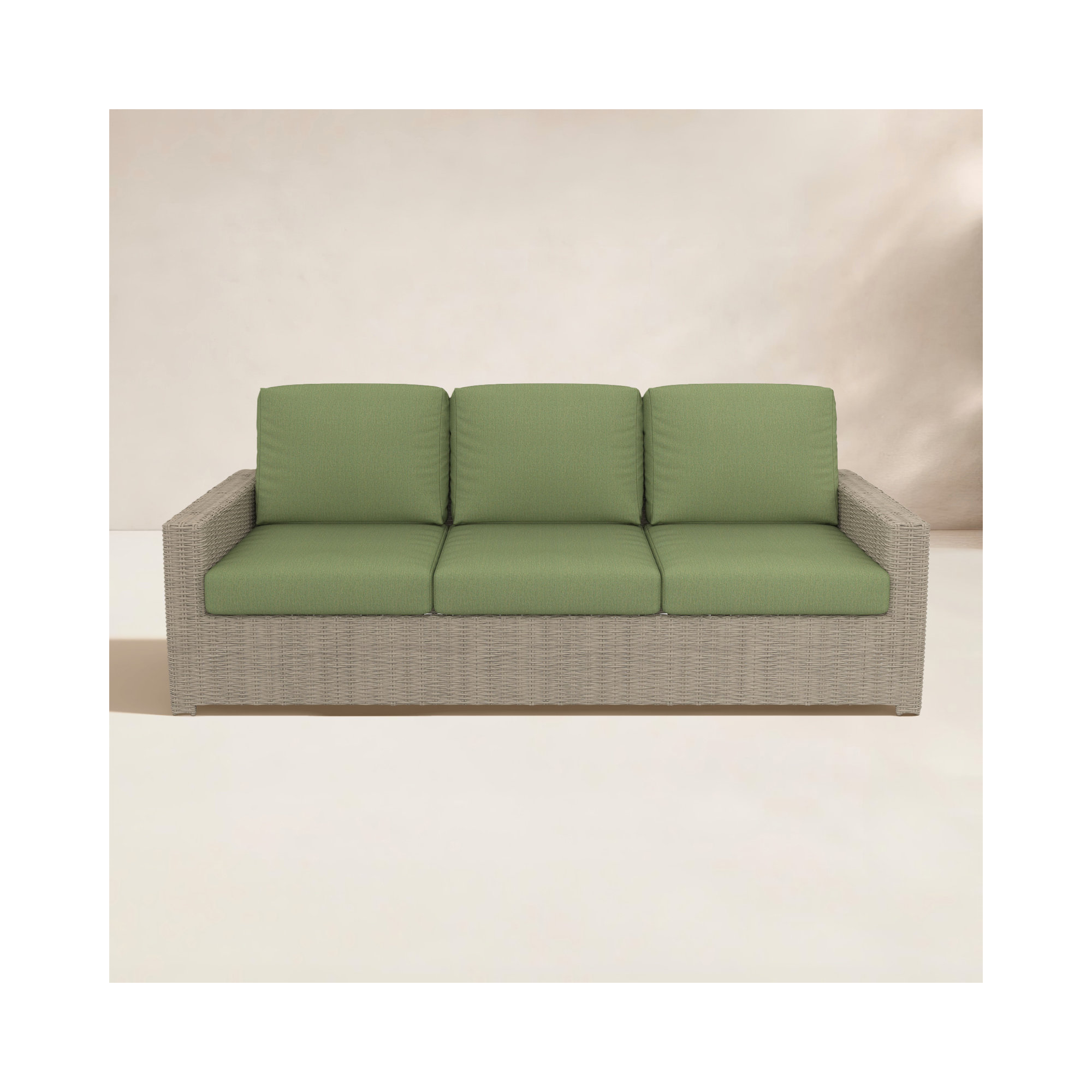 Henri 3 Seat Sofa With Sunbrella Cushions, Canvas Fern