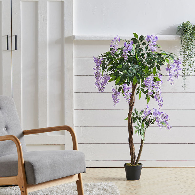 107Cm Artificial Flowering Tree in Pot for Home Decor Purple