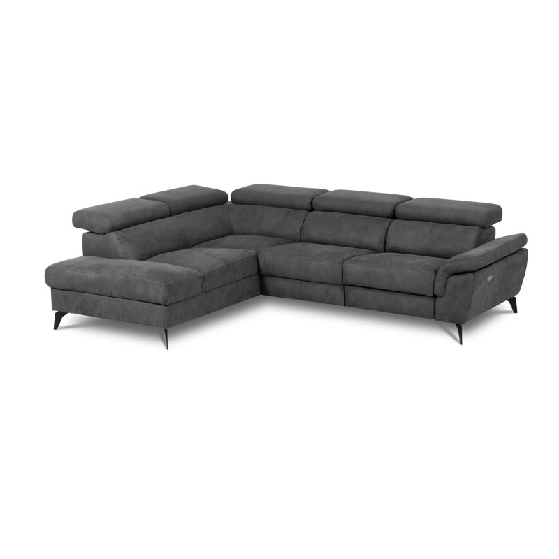 Mirano Imitating Leather Fabric Electric Reclining Corner Sofa , Left Hand Facing, Dark Gray