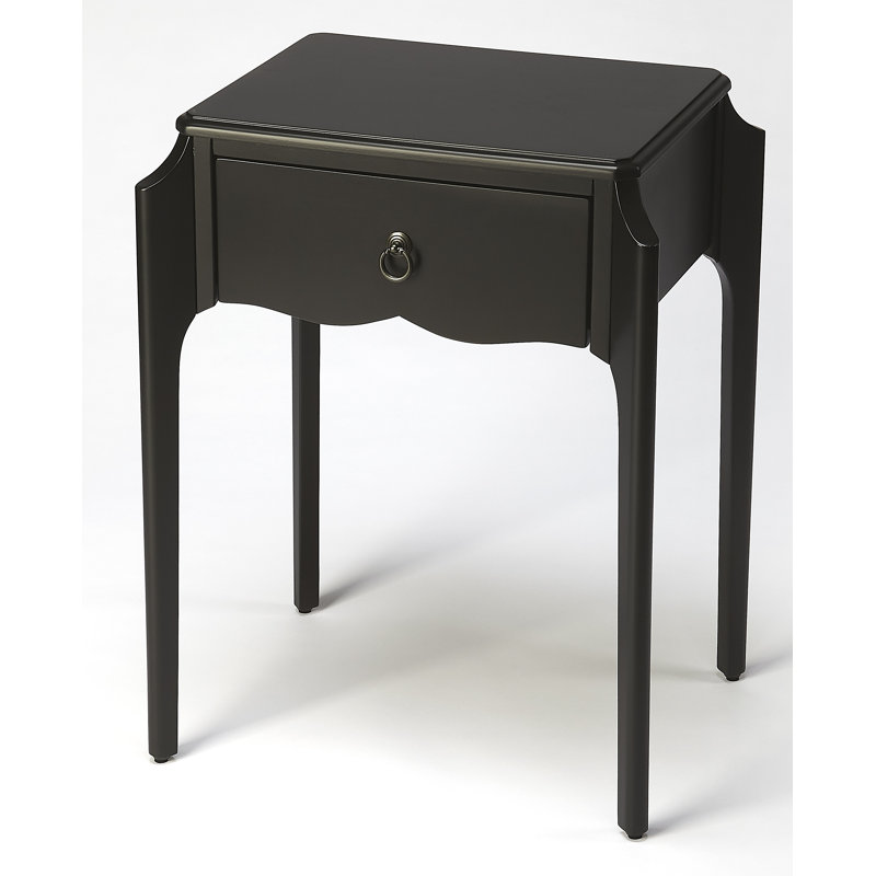 Greenhorn 51cm W Solid + Manufactured Wood Bedside Table, Black