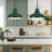 Green Pendant Lights Kitchen Island 2 Pack,Dome Pendant Light, Farmhouse Pendant Light Island Pendant Light for Kitchen, Restaurants, Cafes-1582038919