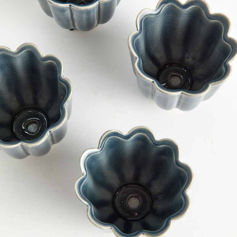 Ensemble de 4 petits pots Freya, Sarcelle