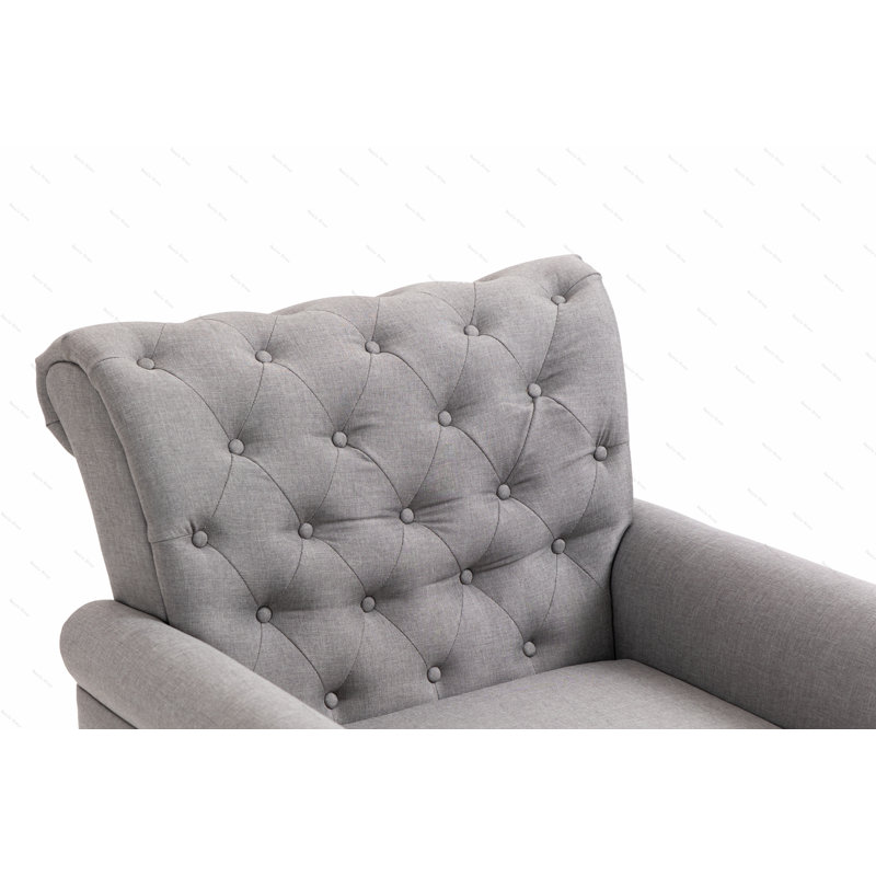 Fauteuil large 29,92 po Cloetta, 100 % lin gris clair
