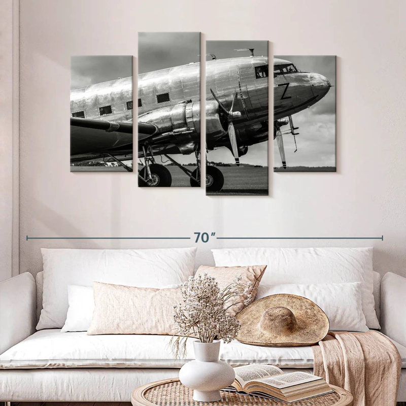 Black And White Aircraft, 32" H x 52" W