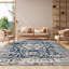 Tapis oriental iranien crème / bleu marine-1635111001