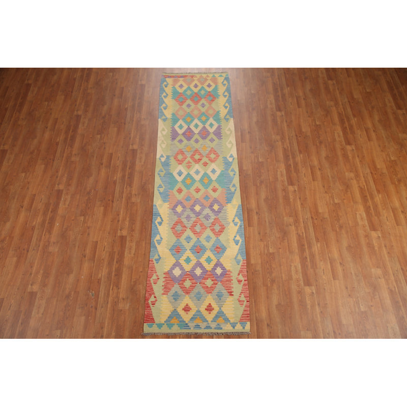 All-Over Wool Kilim Runner Rug 3x10