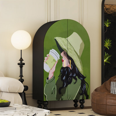 Arched Armoire Cabinet  With Shelves & Art Doors