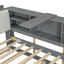 Lit plateforme en bois avec lit gigogne et tête de lit-175751088