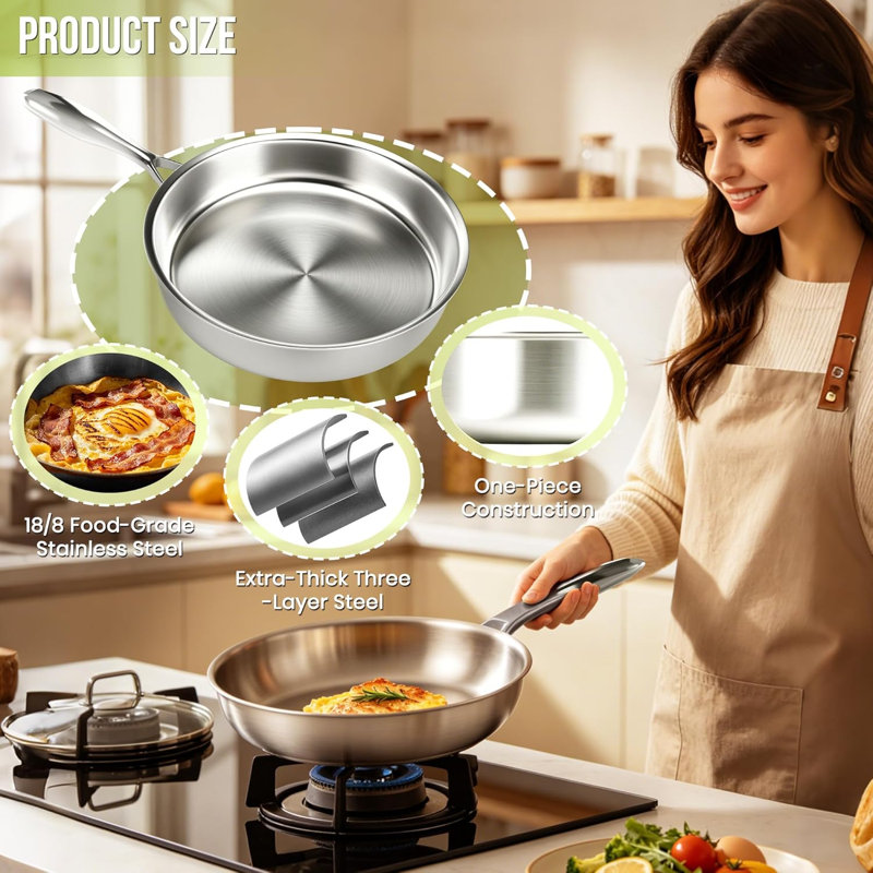 30cm Tri-Ply Stainless Steel Frying Pan