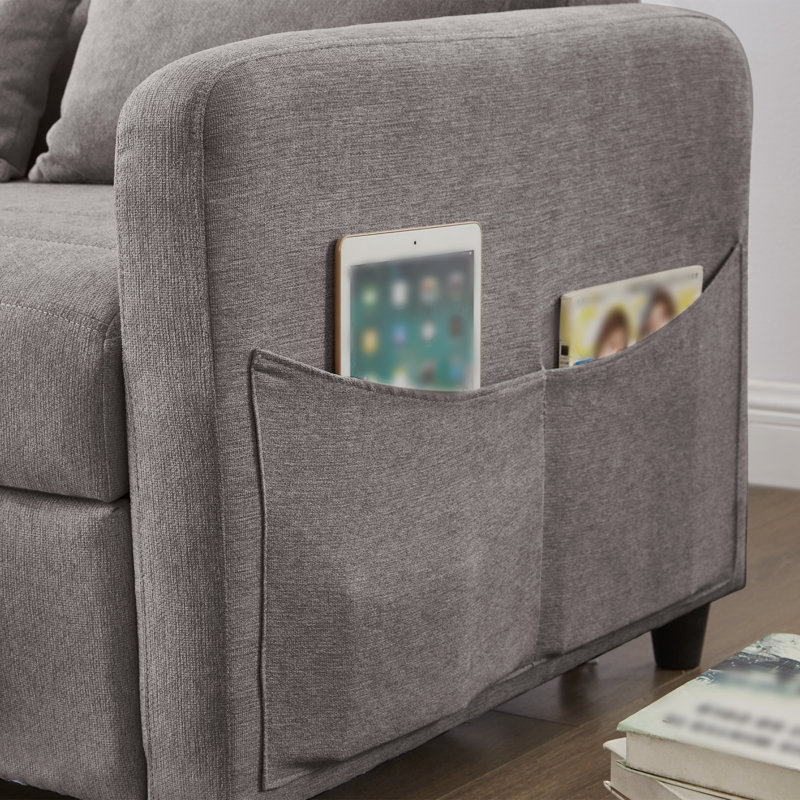 2 Seater Linen Sofa Bed, Dark Grey Linen