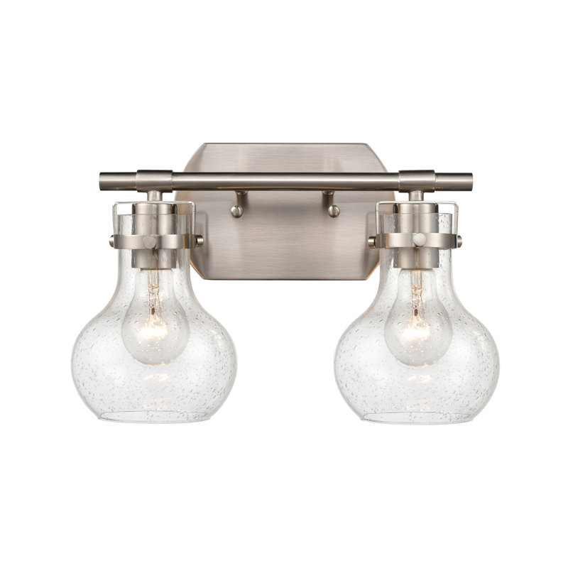Éclairage pour salle de bain à 2 lumières de 15,5 po de large Salamanca - Nickel satiné, 9.5" H x 15.5" W x 7" D, Nickel