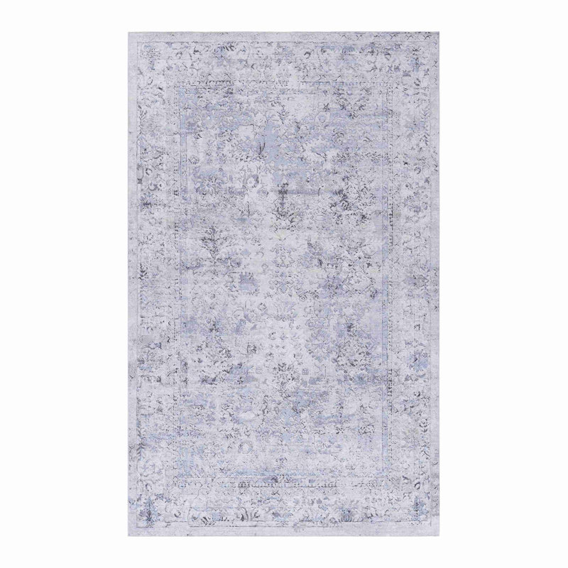 Tapis lavable bleu + crème 2 pi x 3 pi, Rectangulaire 2 pi x 3 pi