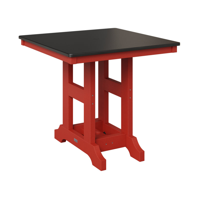 Table de salle à manger d'extérieur carrée Garden Classic, Noir martelé, Rouge écarlate, H 30,87 po x l 33 po x P 33 po