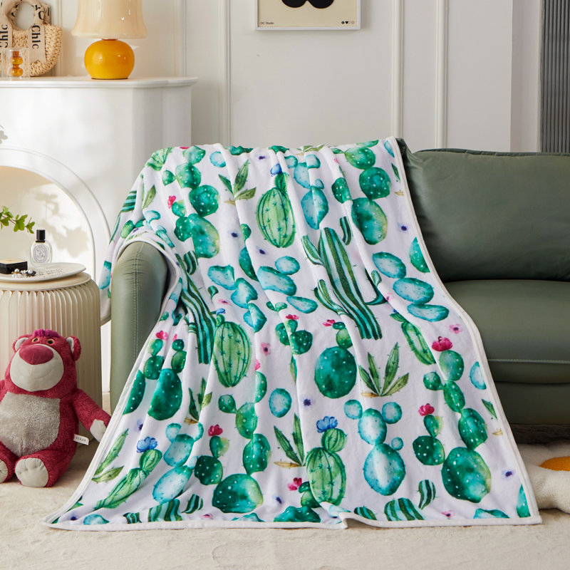 Jeté léger en flanelle pour lit de canapé, 60 po x 80 po (Cactus)