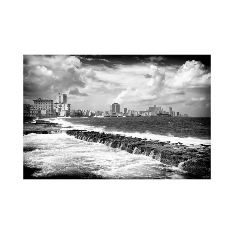 Malecon Wall Of Havana In B&W by Philippe Hugonnard - Wrapped Canvas Print, 66.04 cm H x 45.72 cm W x 1.91 cm D