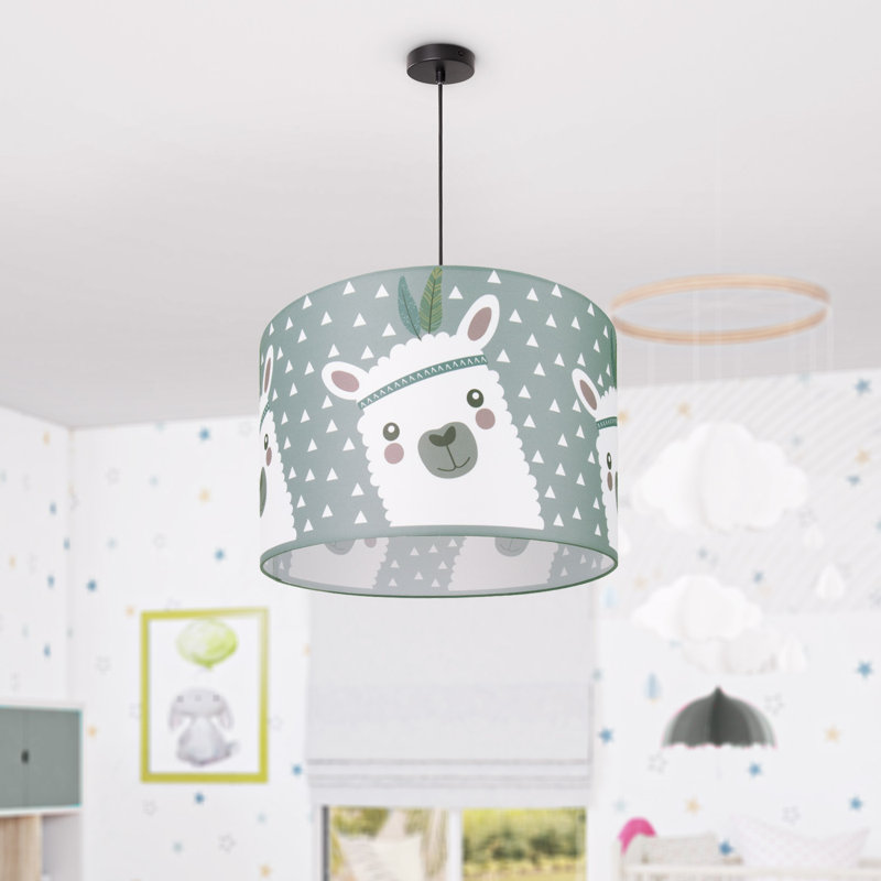 Drum pendant lamp 1-light Jordi, Mint, Black