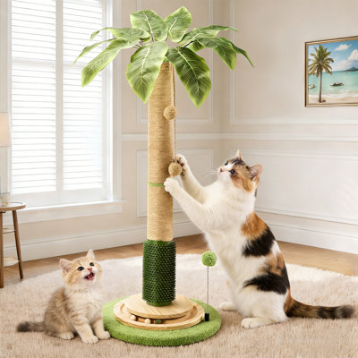 40'' Cat Scratcher With Sisal Rope,cat Scratching Posts For Indoor Cats With Interactive Ball,self Groomer With Hanging Ball For For Kittens Adults Cats