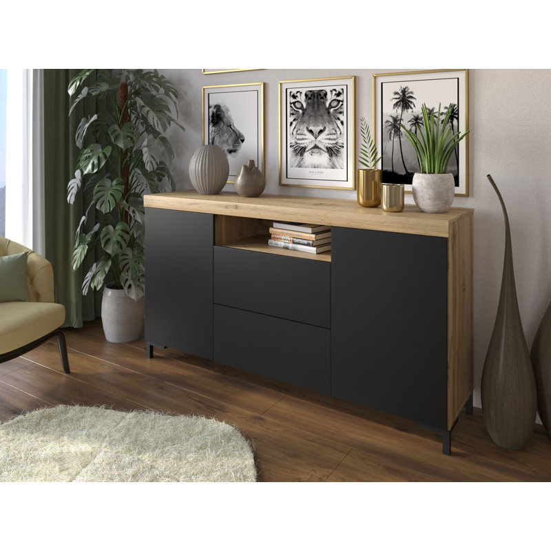 Sideboard Heang, Black/Oak