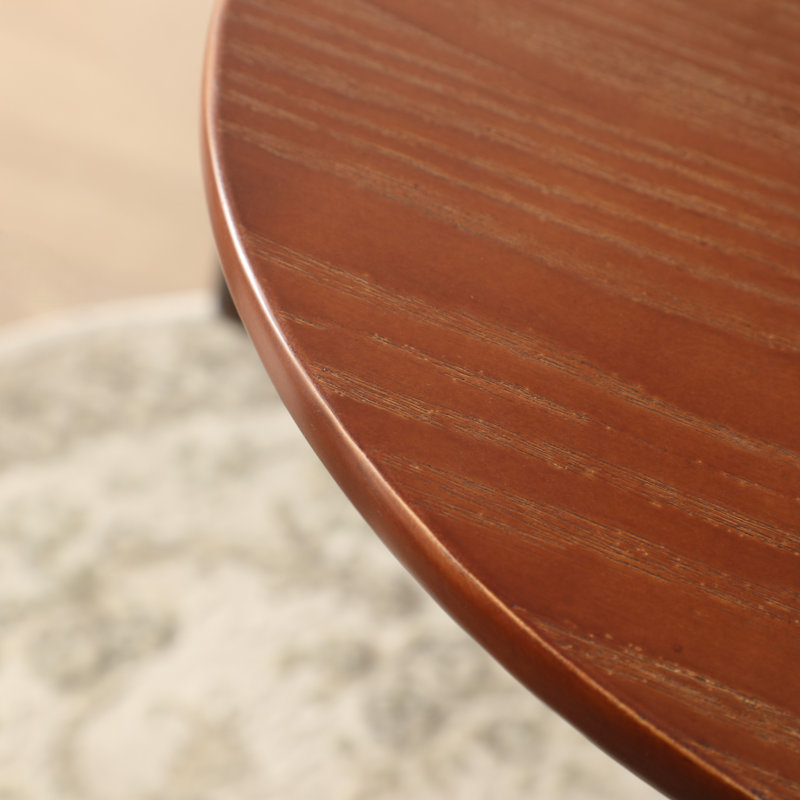 Solid Wood Round End Table,Side Table,Night Stand, Brown, Brown Wood