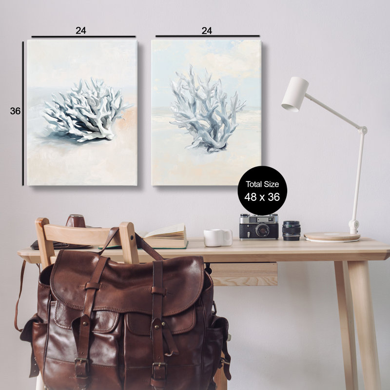 Ensemble de 2 pièces de toile de corail blanc délavé, design par Ramona Murdock, H 36 po x l 24 po
