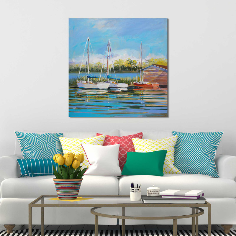 « bateau », reproduction de peinture à l’acrylique sur toile, H 36 po x l 36 po x P 1,5 po