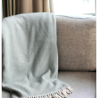 70" X 55" Pink And White Cotton Blend Woven Herringbone Plush Throw Blanket with Tassels
