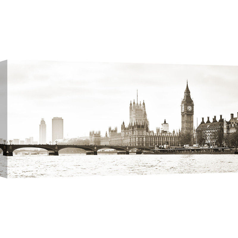 View Of The Houses Of Parliament And Westminster Bridge, London - Wrapped Canvas Print, 35cm H x 70cm W x 4cm D
