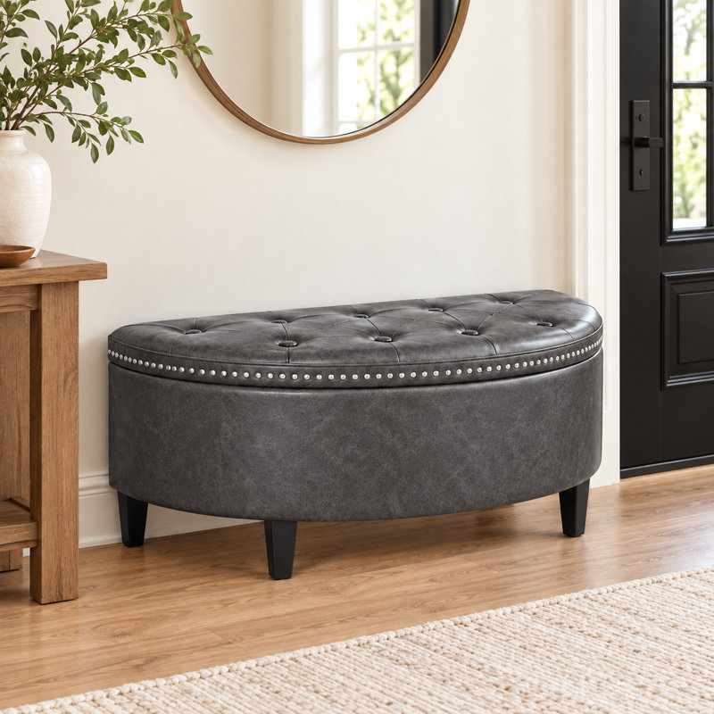 Banc de rangement rembourré Roxann, gris