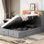 Grand lit plateforme avec rangement hydraulique, tête de lit à DEL et 2 tiroirs de chargement, compartiment en bois gris, tête de lit, possibilité-1788020111-1788020108