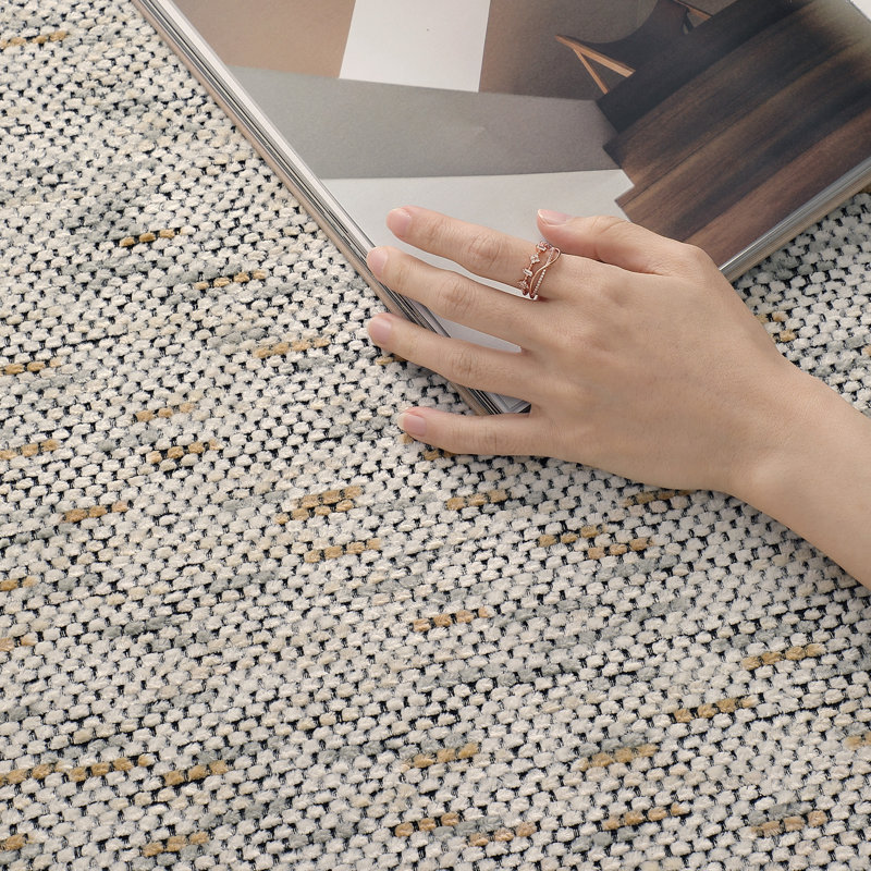 Non-slip Chenille Area Rug, Rectangle 4'11" x 7'12", Beige