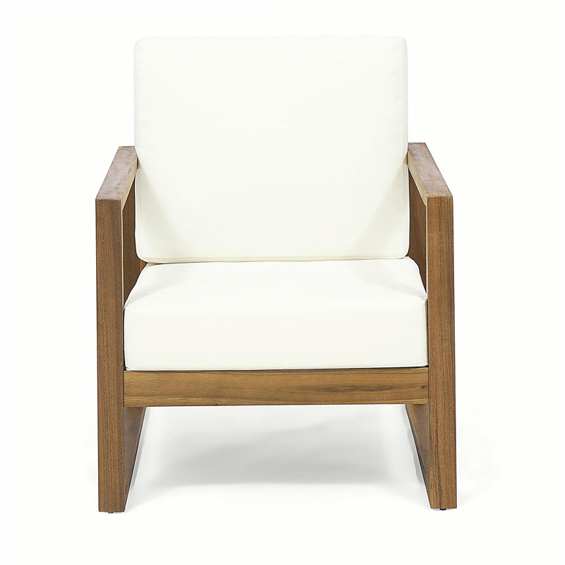 CHAISE CLUB BELGE, Coussin blanc / structure en teck