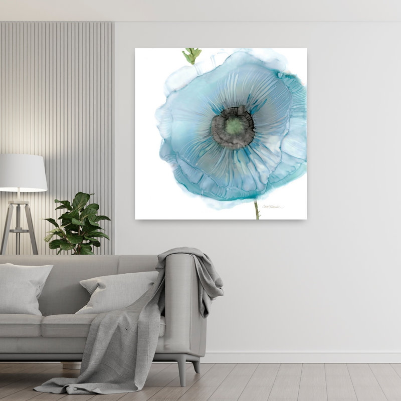 Art mural abstrait irisé bleu coquelicot II, H 48 po x l 48 po
