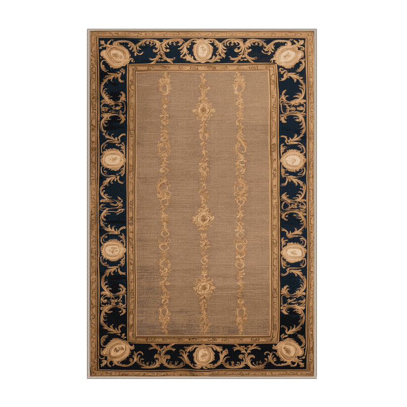 Machine Washable French Brown Area Rug, Rectangle 6' x 9'