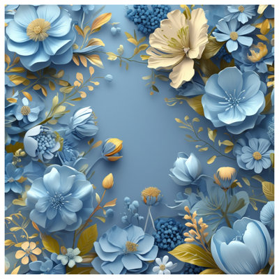 Blue Floral Arrangement Wall Tapestry - Floral Wall Decor