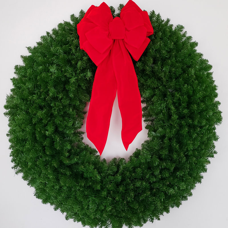 Couronne de Noël 60 po avec grand nœud rouge