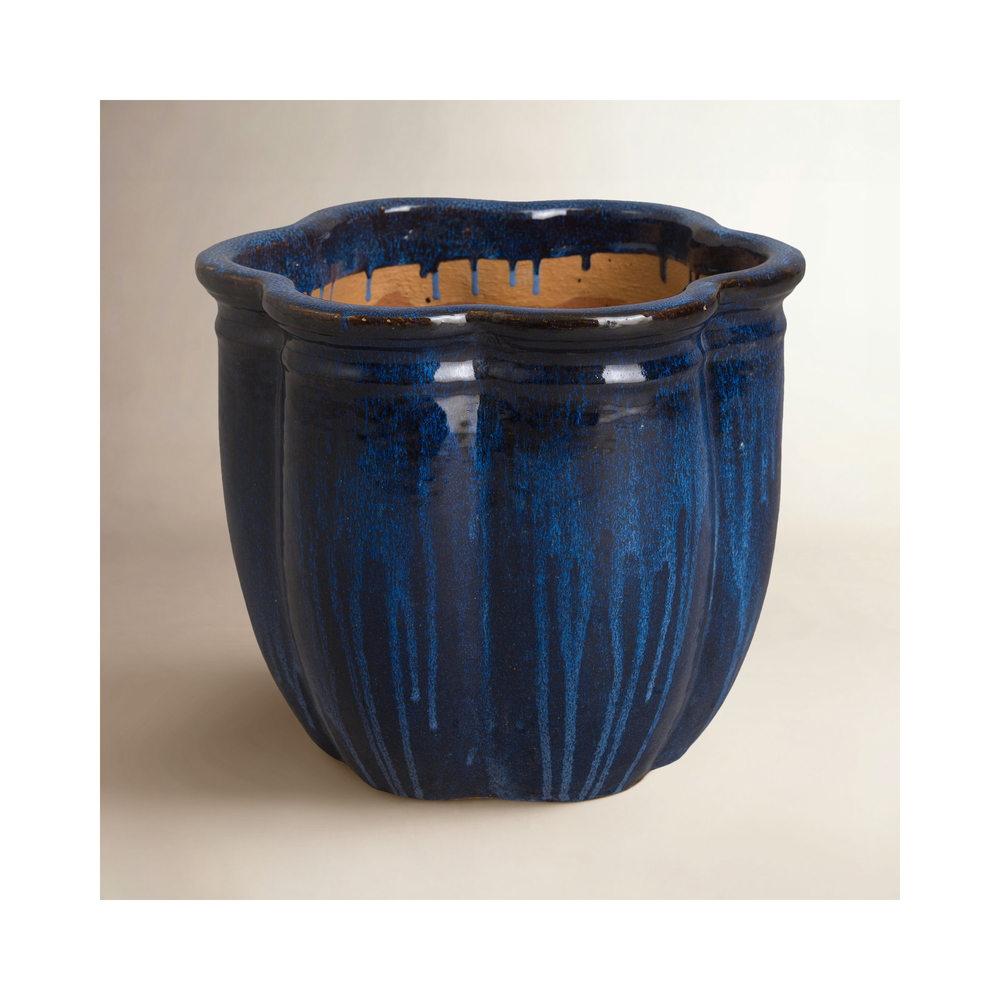 Prathersville Handmade Ceramic Pot Planter, Blue, 14" H x 16" W x 16" D