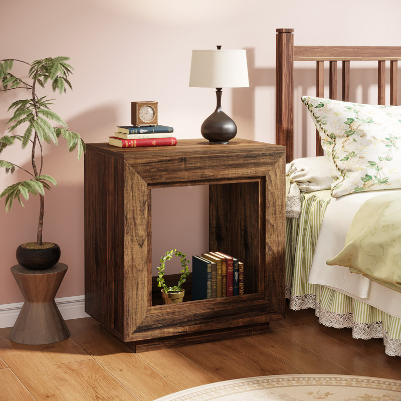 Danquiel 24" Farmhouse End Table, Dark Brown